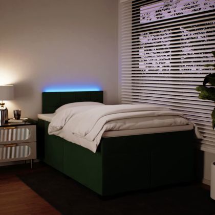 Боксспринг легло с матрак, тъмнозелено, 120x190 см, кадифе