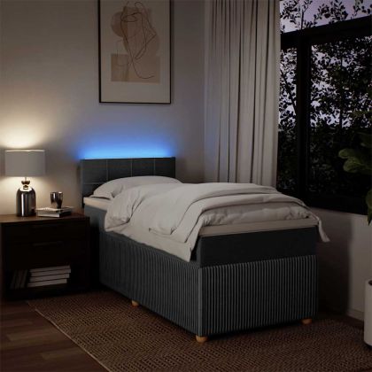 Боксспринг легло с матрак, тъмносив, 80x200 см, плат