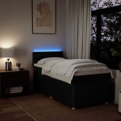 Боксспринг легло с матрак, черно, 80x200 см, плат