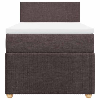 Боксспринг легло с матрак, тъмнокафяво, 90x200 см, плат