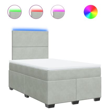 Боксспринг легло с матрак, светлосива, 120x190 см, кадифе