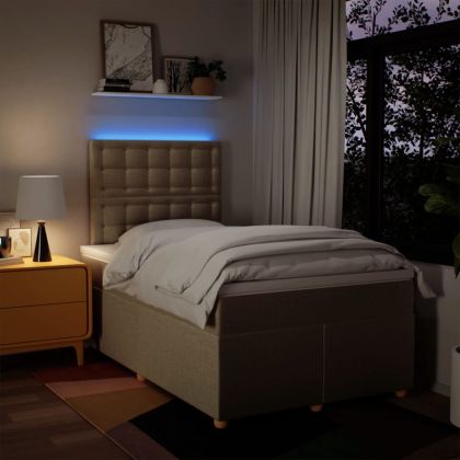 Боксспринг легло с матрак, кремаво, 120x190 см, плат