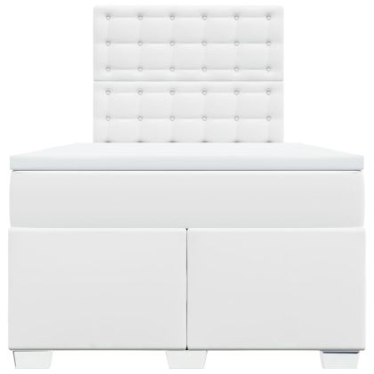 Боксспринг легло с матрак, бяло, 120x200 см, изкуствена кожа