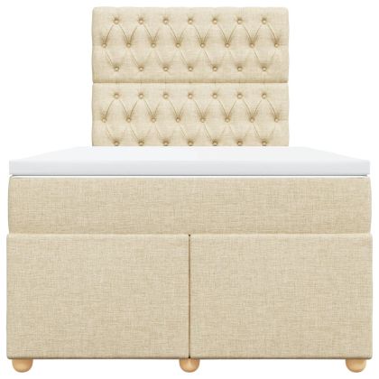 Боксспринг легло с матрак, кремаво, 120x200 см, плат