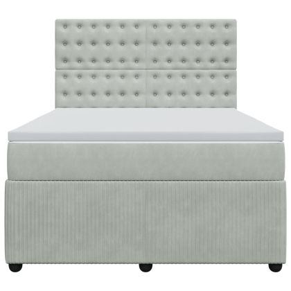 Боксспринг легло с матрак, светлосива, 140x190 см, кадифе