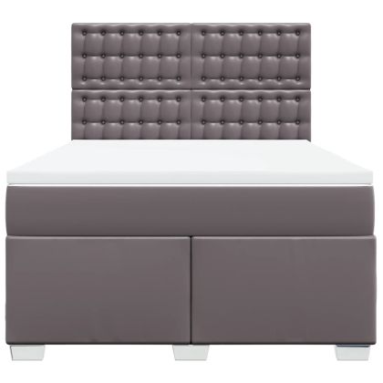 Боксспринг легло с матрак, сиво, 140x190 см изкуствена кожа