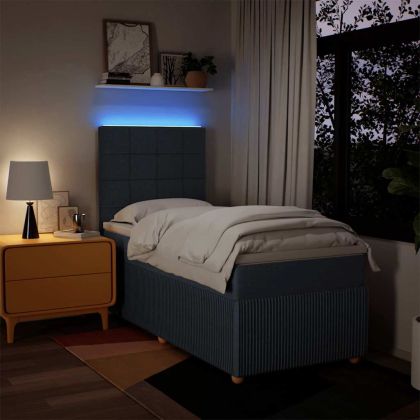 Боксспринг легло с матрак, синьо, 80x200 см, плат