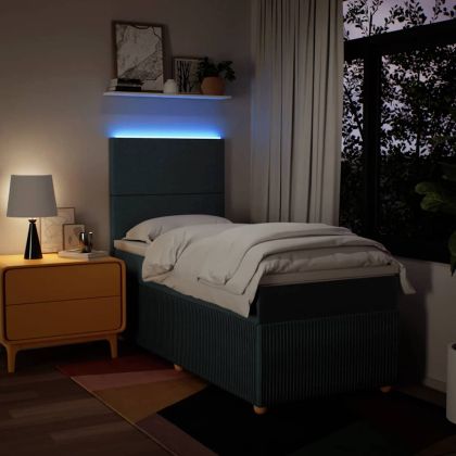 Боксспринг легло с матрак, синя, 90x200 см, плат