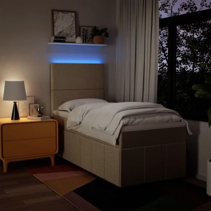 Боксспринг легло с матрак, кремава, 80x200 см, плат