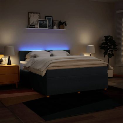 Боксспринг легло с матрак, синьо, 180x200 см, плат