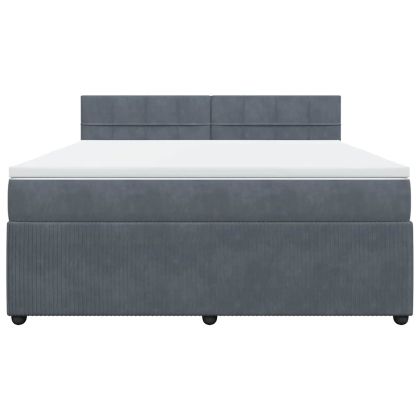 Боксспринг легло с матрак, тъмносиво, 180x200 см, кадифе