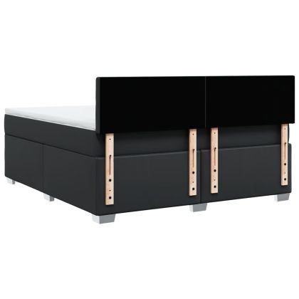 Боксспринг легло с матрак, черно, 180x200 см, изкуствена кожа