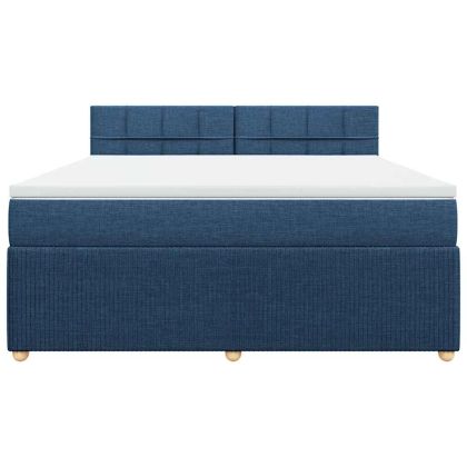 Боксспринг легло с матрак, синьо, 180x200 см, плат