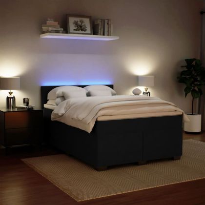 Боксспринг легло с матрак, черно, 160x200 см, кадифе