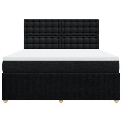 Боксспринг легло с матрак, черно, 180x200 см, плат