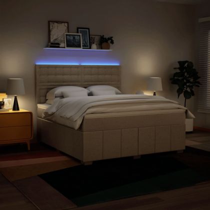 Боксспринг легло с матрак, кремава, 180x200 см, плат