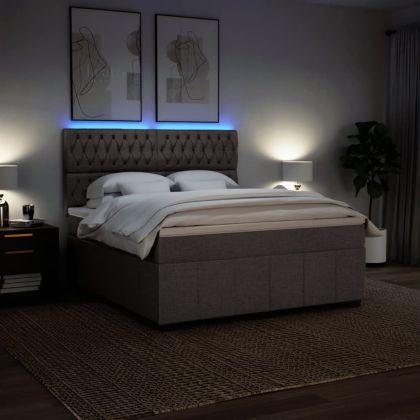 Боксспринг легло с матрак, таупе, 180x200 см, плат