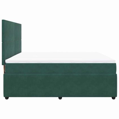 Боксспринг легло с матрак, тъмнозелено, 180x200 см, кадифе