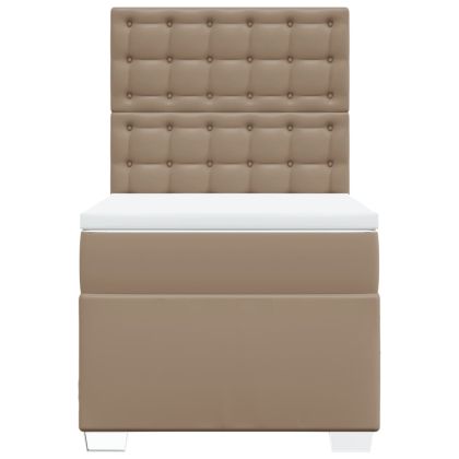 Боксспринг легло с матрак, капучино, 90x190 см, изкуствена кожа