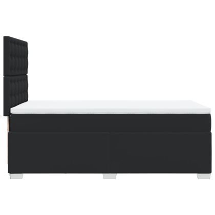 Боксспринг легло с матрак, черно, 100x200 см, изкуствена кожа