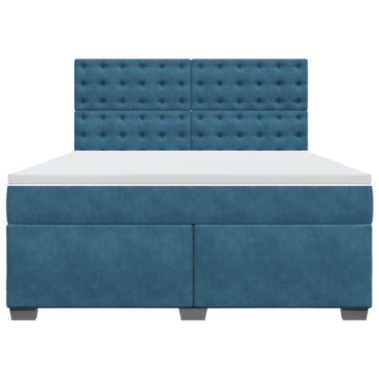 Боксспринг легло с матрак, синьо, 180x200 см, кадифе