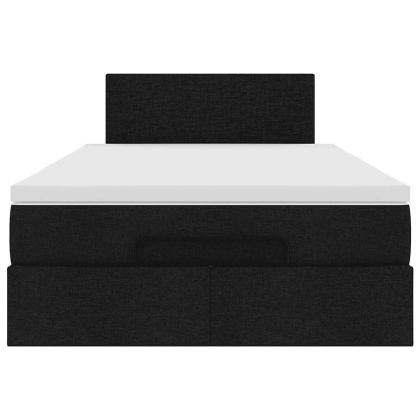 Османска легло с матрак и LED, черно, 120x190 см, плат