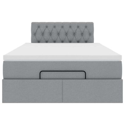 Османска легло с матрак и LED, светлосиво, 120x200 см, плат