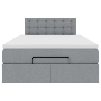 Османска легло с матрак и LED, светлосиво, 120x200 см, плат