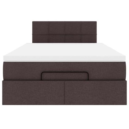 Османска легло с матрак и LED, тъмнокафяво, 120x200 см, плат