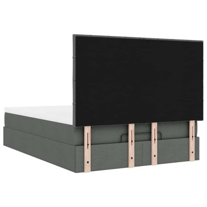 Османска легло с матрак и LED, тъмносиво, 140x200 см, плат