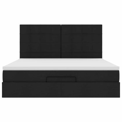 Османска легло с матрак и LED, черно, 180x200 см, плат