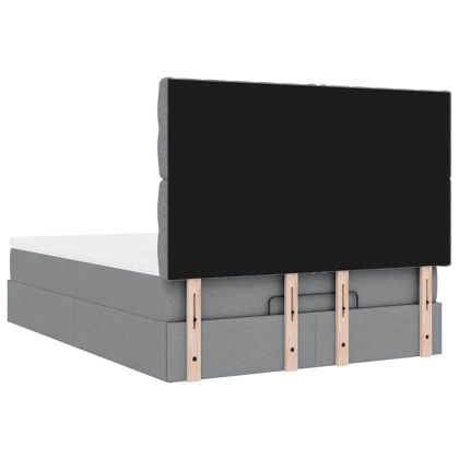 Османска легло с матрак и LED, светлосиво, 140x200 см, плат