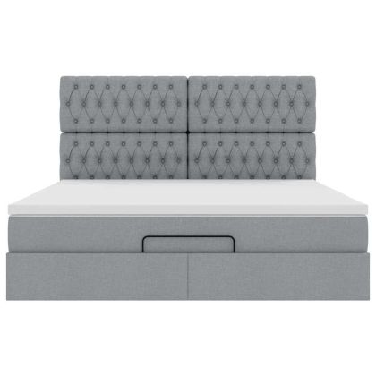 Османска легло с матрак и LED, светлосиво, 160x200 см, плат