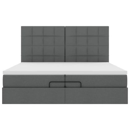 Османска легло с матрак и LED, тъмносиво, 200x200 см, плат