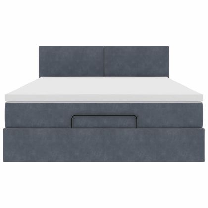 Османска легло с матрак и LED, тъмносиво, 140x190 см, кадифе