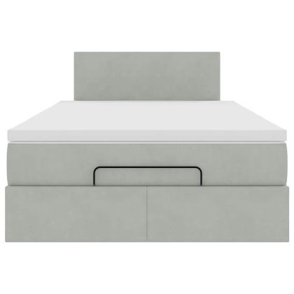 Османска легло с матрак и LED, светлосиво, 120x200 см, кадифе