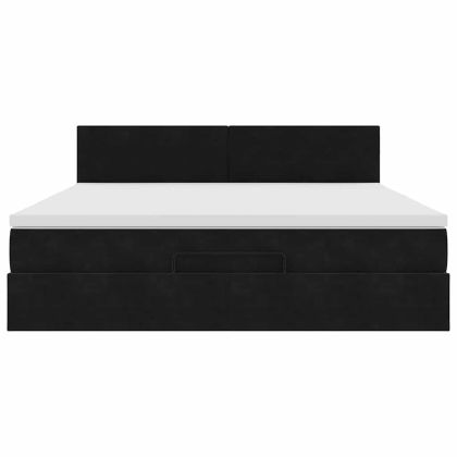 Османска легло с матрак и LED, черно, 180x200 см, кадифе