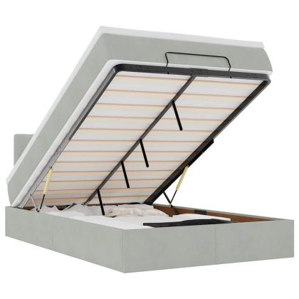 Османска легло с матрак и LED, светлосиво, 120x200 см, кадифе