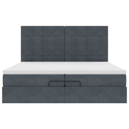 Османска легло с матраци и LED, тъмносиво, 200x200 см, кадифе