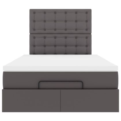 Османска легло с матрак&LED, сиво, 120x200 см, изкуствена кожа