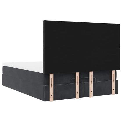 Османска легло с матраци и LED, черно, 140x200 см, кадифе