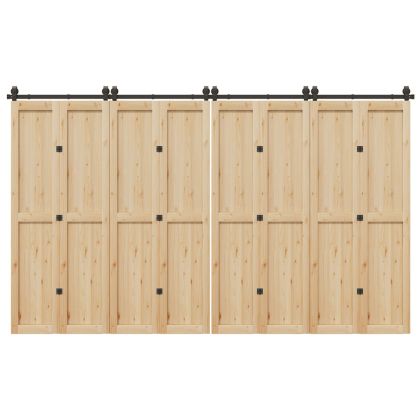 Комплект механизъм за плъзгаща врата, 366 см, стомана, черен