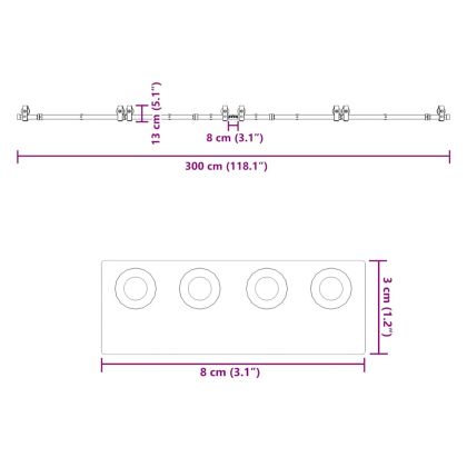 Комплект механизъм за плъзгаща врата, 366 см, стомана, черен