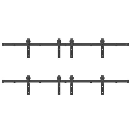 Комплект механизъм за плъзгаща врата, 366 см, стомана, черен