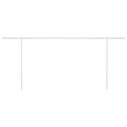 Ръчно прибиращ се сенник с LED, 6x3 м, синьо и бяло