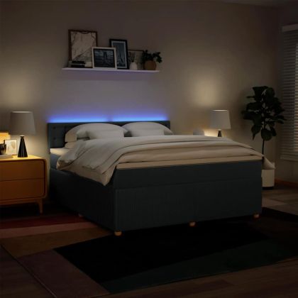 Боксспринг легло с матрак, синьо, 180x200 см, плат