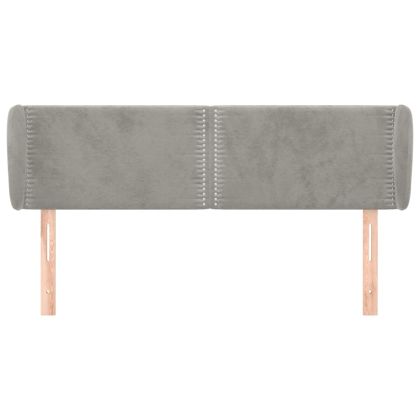 Горна табла за легло с уши, светлосива, 147x23x78/88 см, кадифе