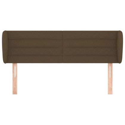 Горна табла за легло с уши, тъмнокафява, 147x23x78/88 см, плат