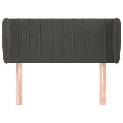 Горна табла за легло с уши, тъмносива, 93x23x78 см, кадифе