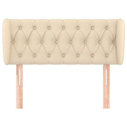 Горна табла за легло с уши, кремава, 93x23x78/88 см, плат